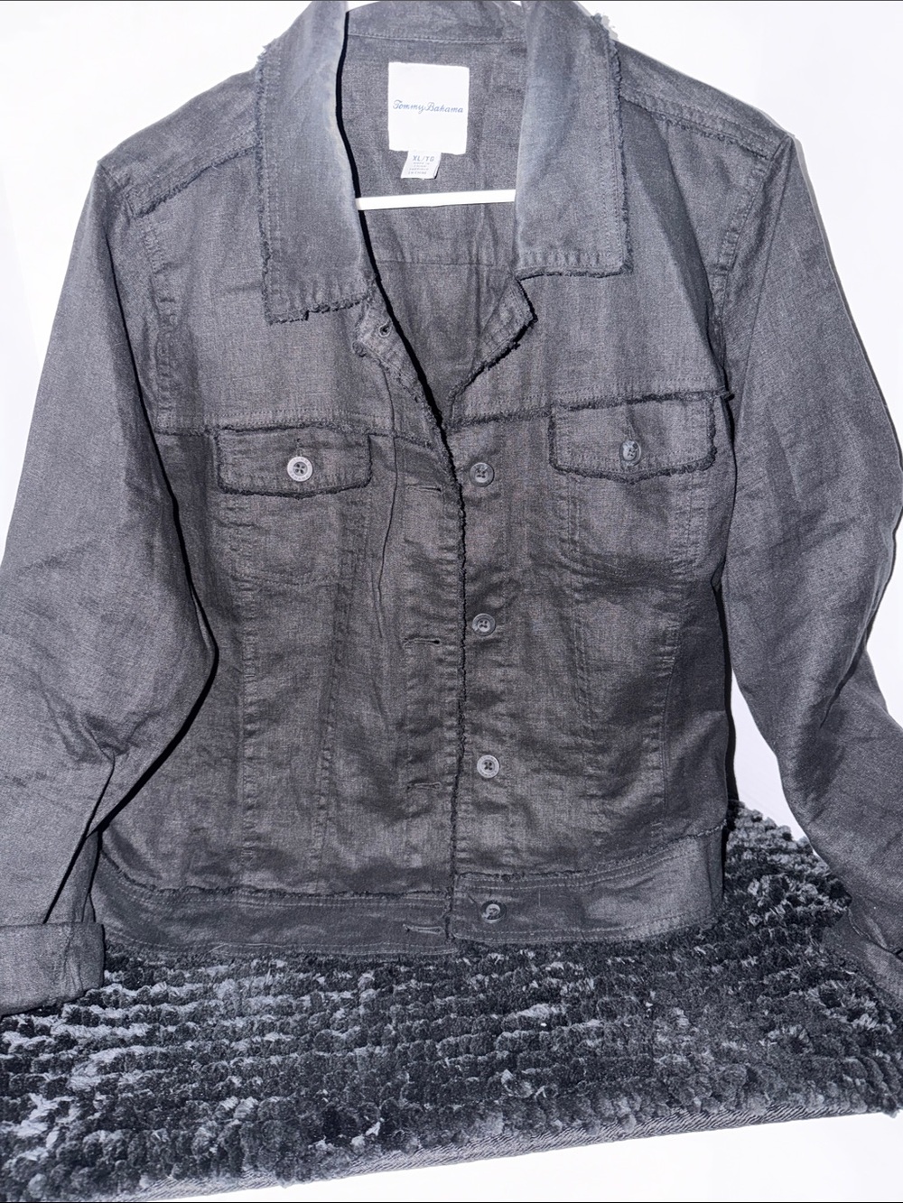 Tommy Bahama Washed Charcoal Button-Front Jean Jacket